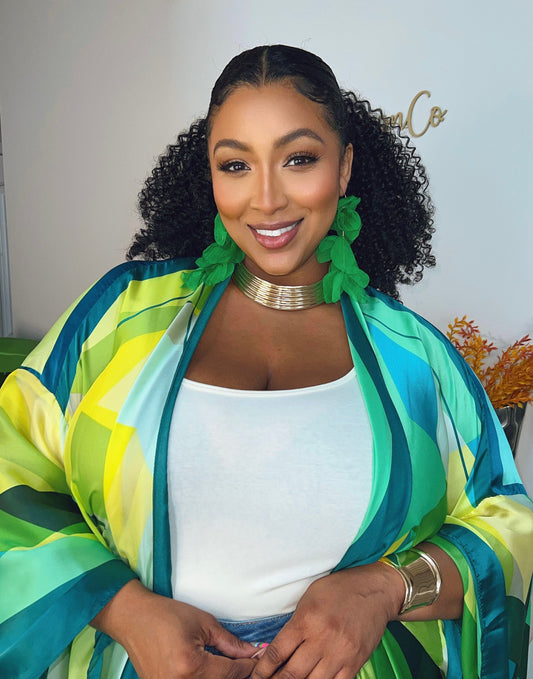 Flower Drop Earrings (Green)