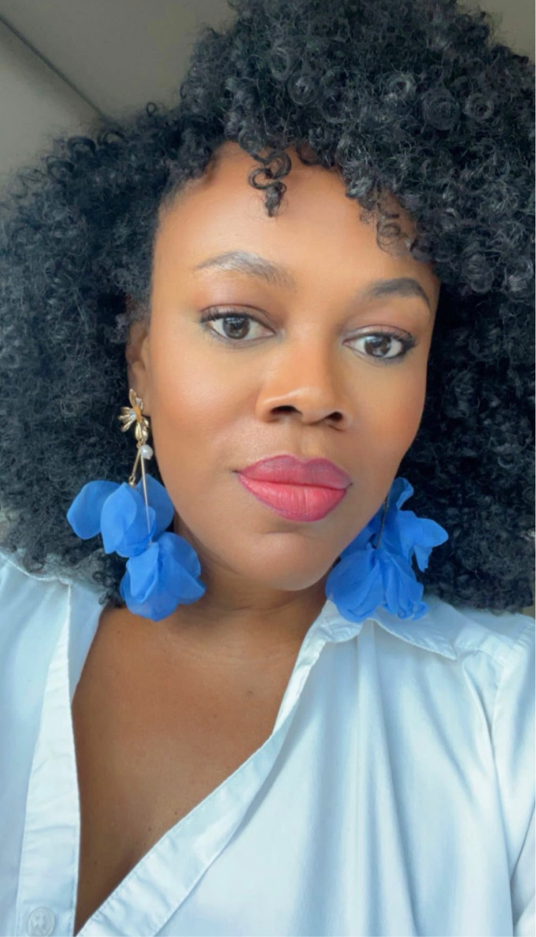 Rose Petal Earrings (Blue)