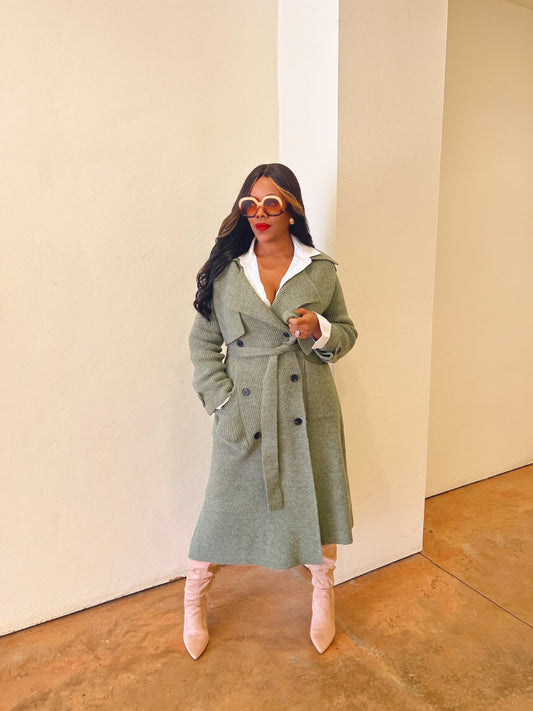 Mary Jane Trench Sweater(green)