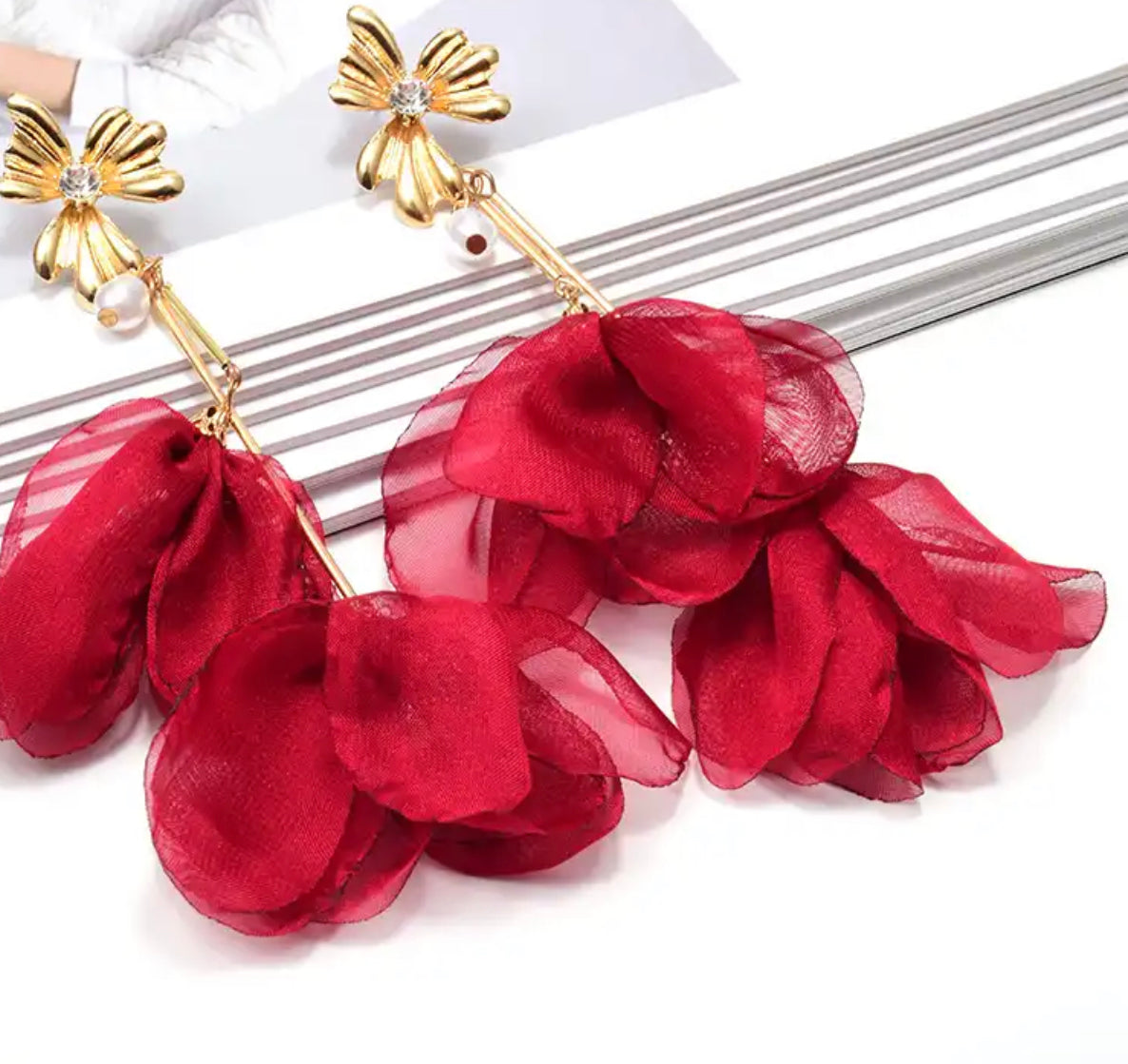 Rose Petal Earrings (Red)